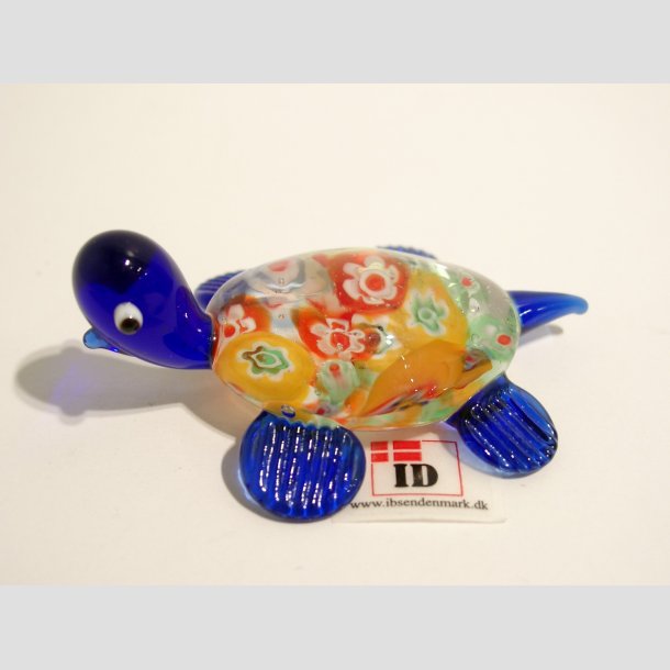 Glas Skildpadde - Millefiori - 7cm Bl&aring;