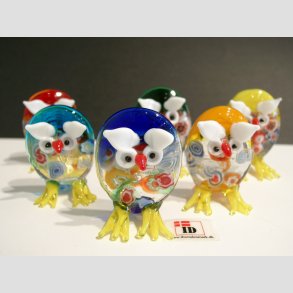 Glas Ugler - Med Millefiori Blomster - 5cm