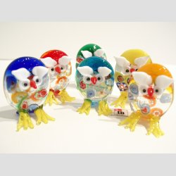 Glas Ugler - Med Millefiori Blomster - 5cm