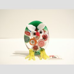 Glas Ugler - Med Millefiori Blomster - 5cm