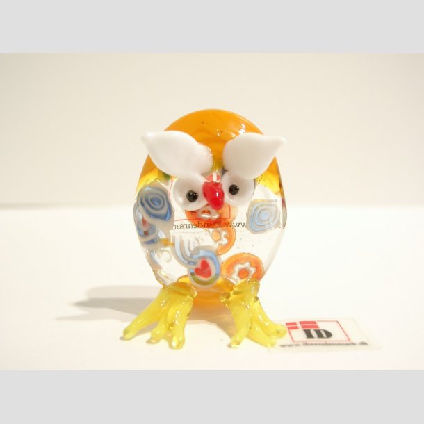 Glas Ugler - Med Millefiori Blomster - 5cm Orange