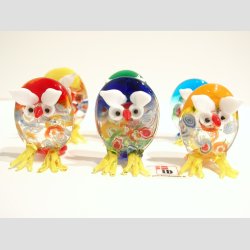 Glas Ugler - Med Millefiori Blomster - 5cm