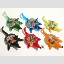 Glas Mus - Med Millefiori - 9cm