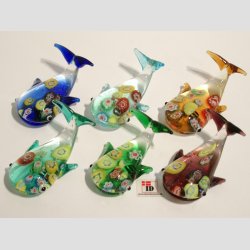 Hvaler - Glas Hval - Med Millefiori - 6cm