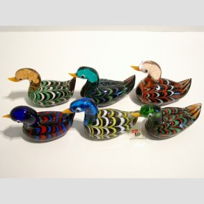 Glas fugle - And - Stribede Glas nder - 6 Farver - 7cm