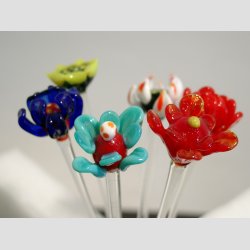 Dekoration Pinde - Sm Fine Glas Blomster / Spids - 12cm - 1 St 6 Asst.