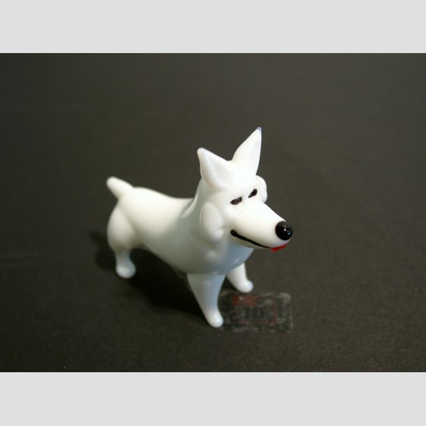 Glasdyr - Glas Hund - 5cm Hvid