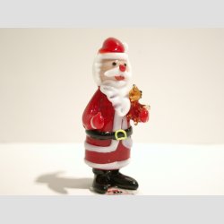 Julemand Jule Glasfigur - Julemand I Glas - Stende Med Brun Bamse - H9-10cm