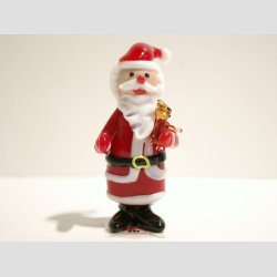 Julemand Jule Glasfigur - Julemand I Glas - Stende Med Brun Bamse - H9-10cm