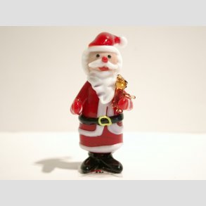 Julemand Jule Glasfigur - Julemand I Glas - Stende Med Brun Bamse - H9-10cm