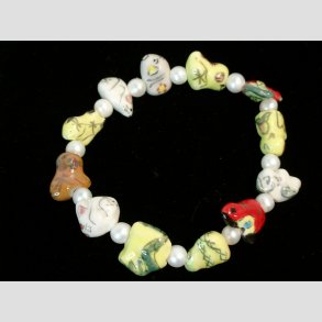 Kinesisk Nytr Armbnd - 12 rsdyr Armbnd - Med Hvide Ferskevands Perler