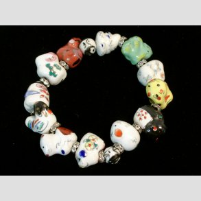 Armbnd - 12 rsdyr Armbnd - Yin Yang Porceln Perler Og Glas Diamanter