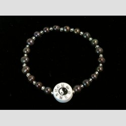 Armbnd - Mrkebrun Ferskevands Perler &amp; Yin-Yang Porceln Perle