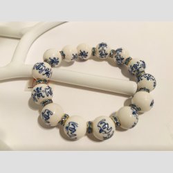 Armb�nd - Longlife Perler Med Bl� Fors�lvet Mellemperler