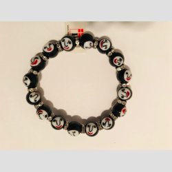 Ansigt Glas Armbnd - Sort Mix Face - Glas Diamant Mellemperler