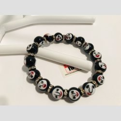 Ansigt Glas Armbnd - Sort Mix Face - Glas Diamant Mellemperler