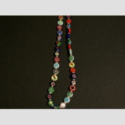 Glasperle Halskde - Flade Millefiori Glas Perler - Kombineret Farver