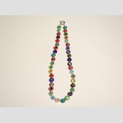 Glasperle Halskde - Flade Millefiori Glas Perler - Kombineret Farver