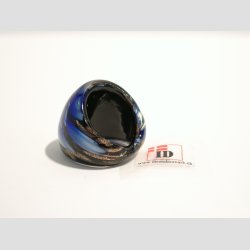 Glas Ring - Med Blomst Og Guld - Bl