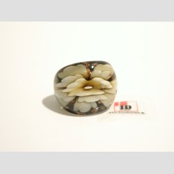 Glas Ring - Med Blomst Og Guld - Brun