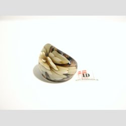 Glas Ring - Med Blomst Og Guld - Brun