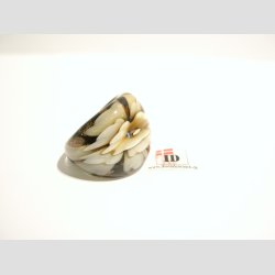 Glas Ring - Med Blomst Og Guld - Brun