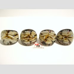 Glas Ring - Med Blomst Og Guld - Brun