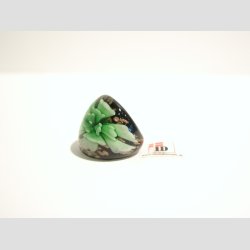 Glas Ring - Med Blomst Og Guld - Grn