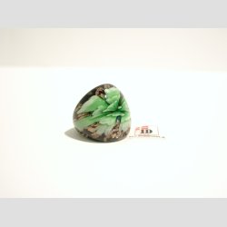 Glas Ring - Med Blomst Og Guld - Grn