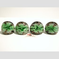 Glas Ring - Med Blomst Og Guld - Grn