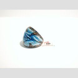 Glas Ring - Med Blomst Og Guld - Lysebl