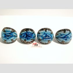 Glas Ring - Med Blomst Og Guld - Lysebl