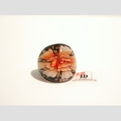 Glas Ring - Med Blomst Og Guld - Orange