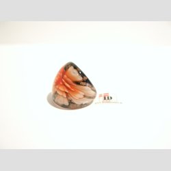 Glas Ring - Med Blomst Og Guld - Orange