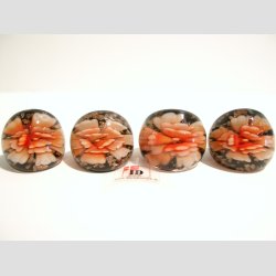 Glas Ring - Med Blomst Og Guld - Orange