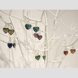 Glas reringe - 1 set Blomster i Glas Hjerte - 2cm