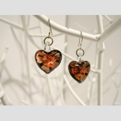 Glas reringe - 1 set Blomster i Glas Hjerte - 2cm