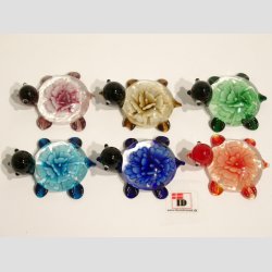 Glasfigurer - Glas Skildpadde med Blomst - 5cm