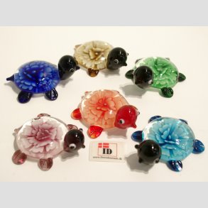 Glasfigurer - Glas Skildpadde med Blomst - 5cm