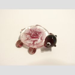 Glasfigurer - Glas Skildpadde med Blomst - 5cm