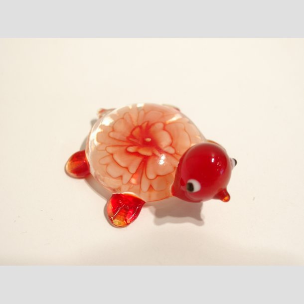 Glasfigurer - Glas Skildpadde med Blomst - 5cm Orange
