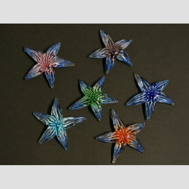 Sstjerne - Glas Sstjerner - Med Sanemone Blomster - 6 Farver - 4-5cm 1 S&aelig;t 1 S&aelig;t