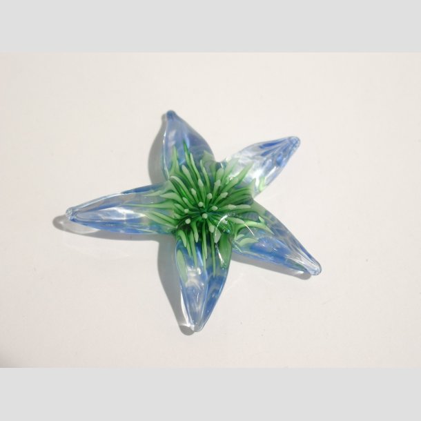 Sstjerne - Glas Sstjerner - Med Sanemone Blomster - 6 Farver - 4-5cm Gr&oslash;n 4-5cm