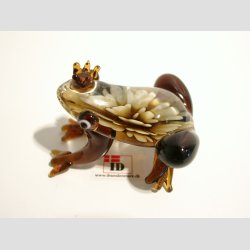 Glasdyr - Glas Fr Med Blomst &amp; Krone - 5cm