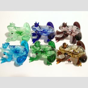 Glasdyr - Glas Fr Med Blomst & Krone - 5cm