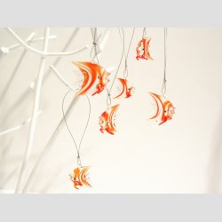 H�ngende Glasfigurer - Glas Klar R�d Finne Fisk - 3cm