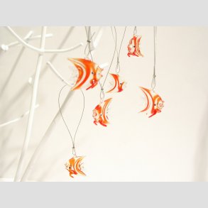 Hngende Glasfigurer - Glas Klar Rd Finne Fisk - 3cm