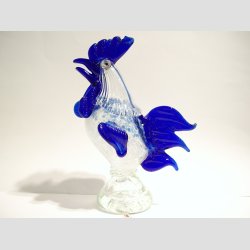 Glaskunst - Hane - Store Bl Glas Haner - 18-30cm