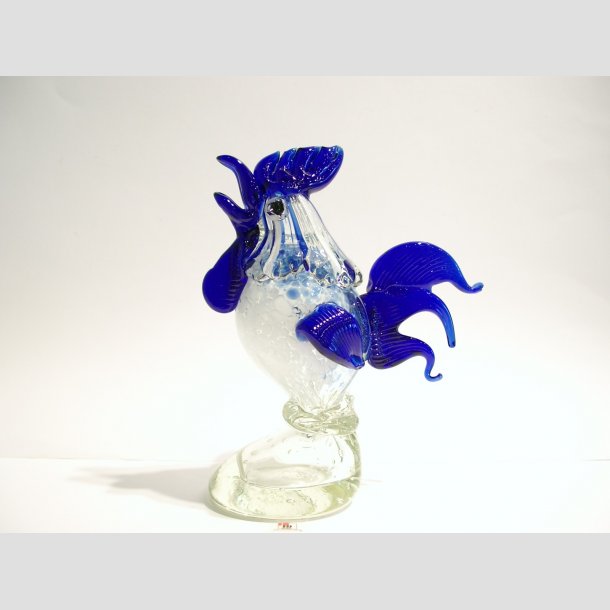 Glaskunst - Hane - Store Bl Glas Haner - 18-30cm Mellem