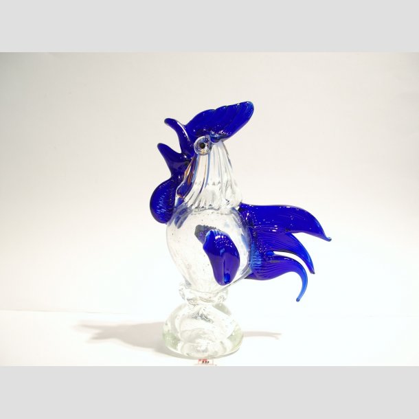 Glaskunst - Hane - Store Bl Glas Haner - 18-30cm Lille